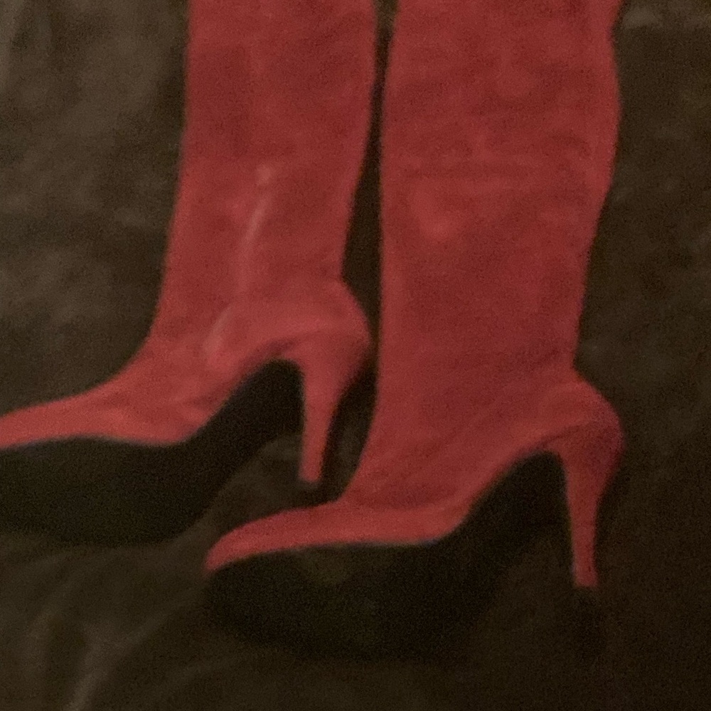 Wild Rose Red Over the Knee Boots